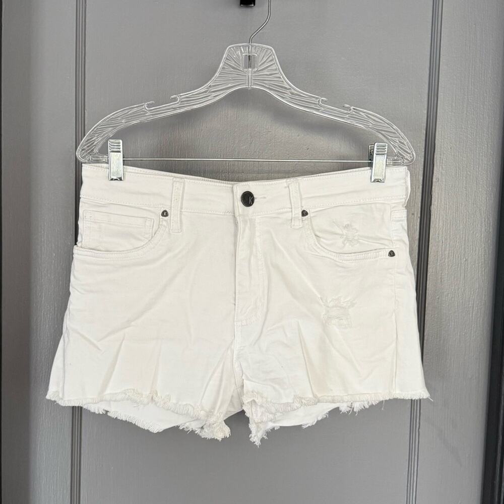 KUT from the Kloth Jane Shorts Womens 6 White High Rise Distressed Frayed Denim